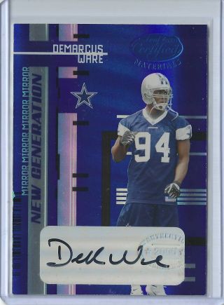 2005 Leaf Certified Materials Mirror Blue Demarcus Ware Rc Auto Cowboys /15
