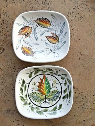 Vintage Bourne Denby Pottery Pin Dish Plate Art Deco X 2 Hand Painted England