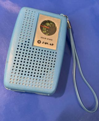 Vintage Portable Pocket Solar Blue Am Solid State Transistor Radio