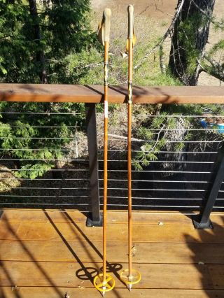 Vintage Liljedahl Bamboo Ski Poles Leather Straps Norway 55 " Ski Poles