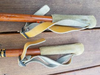Vintage Liljedahl Bamboo Ski Poles Leather Straps Norway 55 