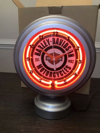 Harley Davidson Tabletop Neon Clock Great Collectible Item
