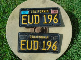 Vintage 1963,  1966 1967 California License Plates Matching Set Eud196