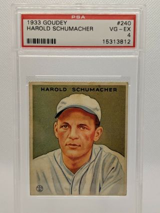 1933 Goudey Harold Schumacher Baseball Card Psa Vg - Ex 4 -