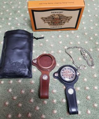Harley Davidson Motor Oil Pocket Watch Fob Timepiece