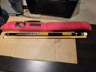 Willie Mosconi Pool Cue Red Case W/ 16oz / 57 " Vintage Que - Shows Wear