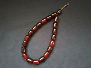Antique Ottoman Red Cherry Amber Bakelite Faturan Prayer Beads 100grams Big Bead
