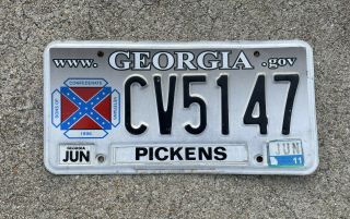 Georgia Sons Of Confederate Veterans Scv License Plate Cv5147 Pickens County