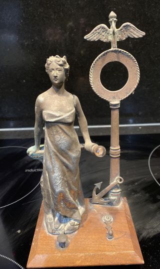 Art Deco Spelter Lady Figure Lamp And Watch Holder For Repair