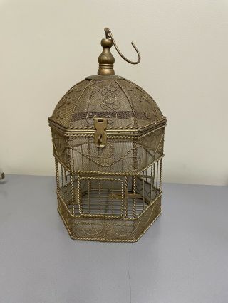 Vintage Gold Color Wire Bird Cage Decorative