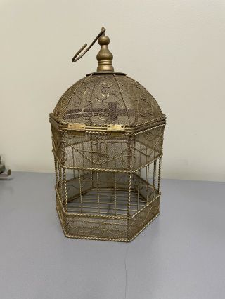Vintage Gold Color Wire Bird Cage Decorative 2