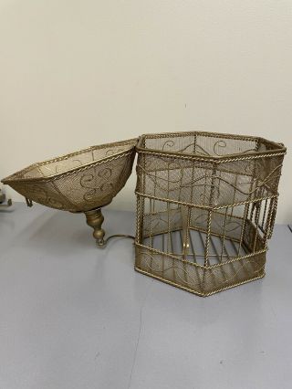 Vintage Gold Color Wire Bird Cage Decorative 3