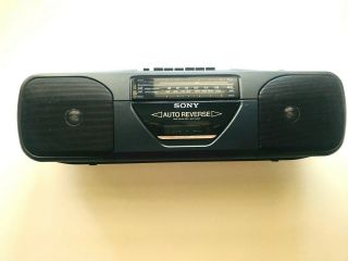 Vintage Sony Cfs - 202 Am Fm Radio Auto - Reverse Stereo Cassette Recorder Boombox
