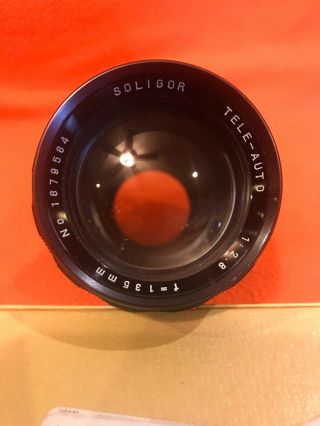 Soligor Tele - Auto Lens 1 : 2.  8 F = 135mm No.  1679564 Made In Japan Vintage