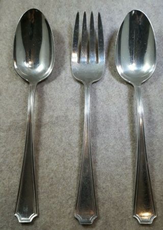 Gorham Fairfax 1910 Sterling Silver 2 Table Serving Spoons 1 Serving Fork 5/20