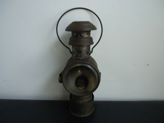 Antique Tin Kerosene Hand Lantern Carriage Buggy Lantern W/ Beveled Glass Front