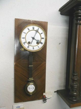 Complete Antique 8 - Day Vienna Regulator Wall Clock Movement - Dial - Mount - Pendulum