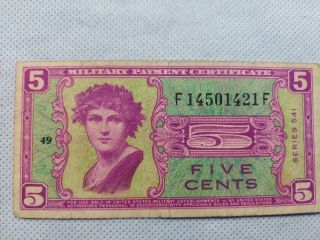 Vintage United States 5 Cents Military Payment Certificate - - Series 541