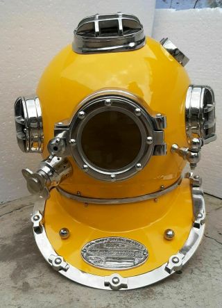 Antique Diving Helmet U.  S Navy Mark V Solid Metal 18 Inch Size Divers Helmet