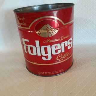 Vintage Folgers Metal Coffee Can Without Lid 39 Oz.  U.  S.  A.  Great Condi