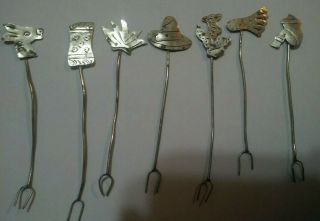 Mexican Fondue Forks Vintage Set Of 8