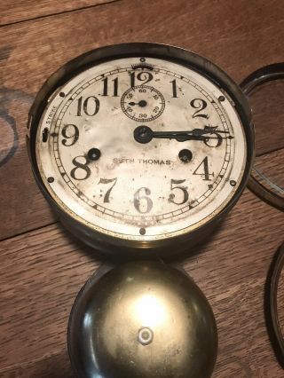 Antique Seth Thomas Brass Ship ' s Wall Clock Outside Ringer Bell & Key Scranton 2