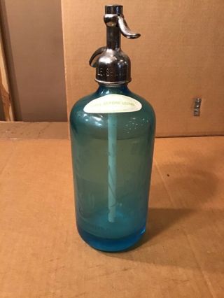 Vintage Blue Carstan Bev.  Co.  Seltzer Bottle Brooklyn Ny Made In Czechoslovakia