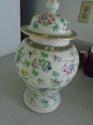 Vintage Asian Hand Painted Ginger Jar With Flowers 11 1/2 Tall