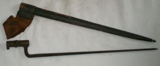 Antique Civil War Era Us Socket Bayonet W/leather Scabbard