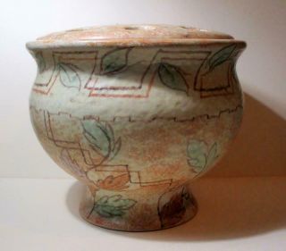 Vintage Kensington England Pottery Vase With Flower Frog