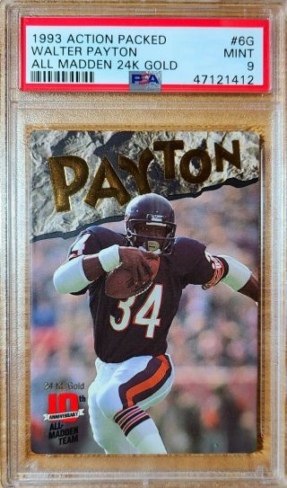 Walter Payton 1993 Action Packed All Madden 24kt Gold /1750 Bears Psa 9