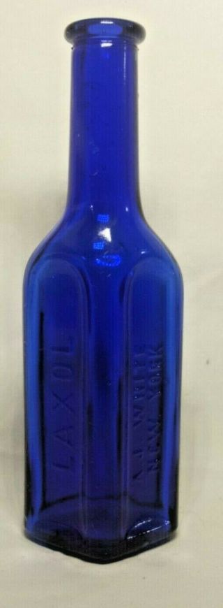 Vintage Cobalt Blue Laxol A J White York/rio Medicine Bottle Cure Bottle