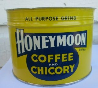 Vintage Honeymoon Coffee And Chicory Tin Can Keywind