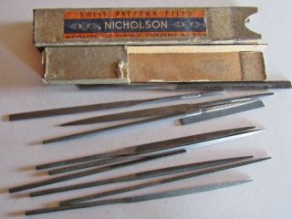 Vintage Tools 10 Needle Files Machinist Filing Nicholson Swiss Pattern Set
