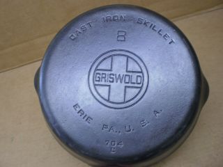 Antique 8 Griswold Cast Iron Skillet 10 - 1/2 " Frying Pan 704 - C Large Block Logo