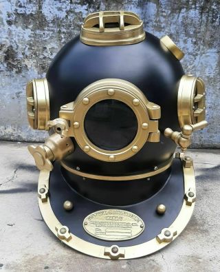 Antique Diving Helmet U.  S Navy Mark V Solid Metal 18 Inch Size Divers Helmet Sx