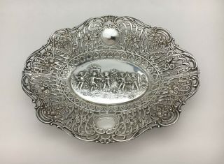Fine European Reticulated Openwork Silver Candy Fruit Dish Bowl