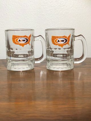 Vtg A&w Root Beer Embossed Shot Glass Mug Tumbler Cup Vintage Small Mini 3 - 1/4 "
