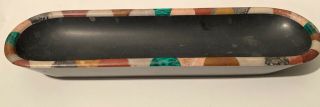 Antique Coloured Marble Pen Tray.  It Is Of Black Marble Surrounded With A Band O