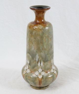 Antique Royal Doulton Signed Eliza Simmance Stoneware Vase 10” Art Deco Floral