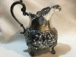 Kirk Stieff Footed Rose Sterling Repousse Creamer Hand Chased 27 1/2