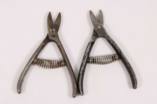 2 Vintage Wiss Cutter Scissors Filament Snip No.  625 & 605 Spring Return Tool