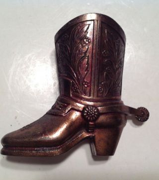 Vintage Miniature Cowboy Boot Metal Copper Figurine Toothpick Carnival Prize