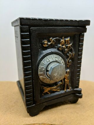Vintage Cast Iron Coin Bank Combination Safe Post Office Box