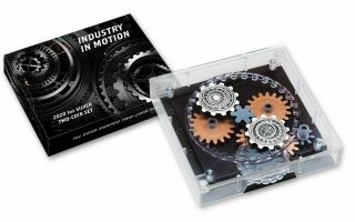 2020 Industry In Motion 1oz Antiqued Silver Gear - Shape 2 Coin Set (2 Oz Total)