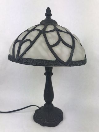 Antique Desk Lamp Slag Glass 1 Piece Slumped Shade Art Nuevo 14” H