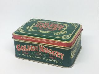 Vintage Green Golden Nugget Casino Playing Card Tin Box - Box Only