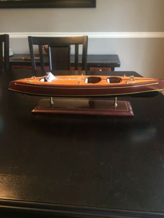 Chris Craft Mahogany Model Power Boat Triple Cockpit Launch Runabout Motorboat