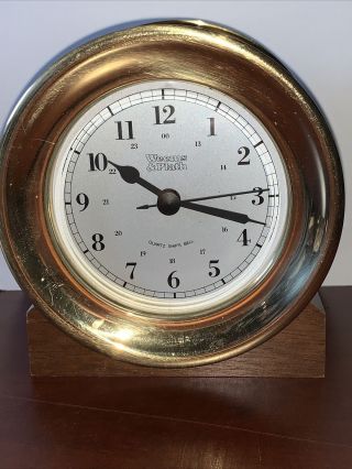 Weems Plath Brass Clock Quartz Ship 