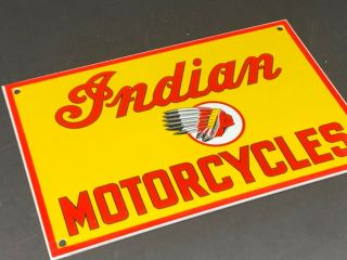 Vintage Indian Motorcycles Advertising 12 " X 8 " Porcelain Metal Gas & Oil Sign